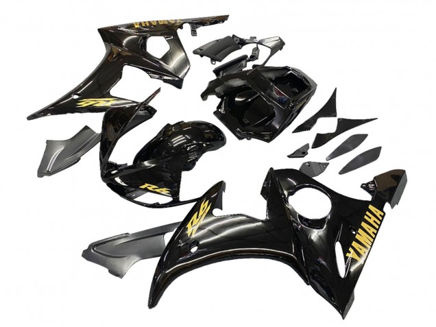 Carenagens Moto Yamaha YZF R6S 2006-2009 - Preto Brilhante Ouro Decalques