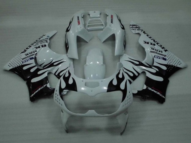 Carenagens Moto Honda CBR900RR 893 1994-1995 - Branco Preto Brilhante Chama