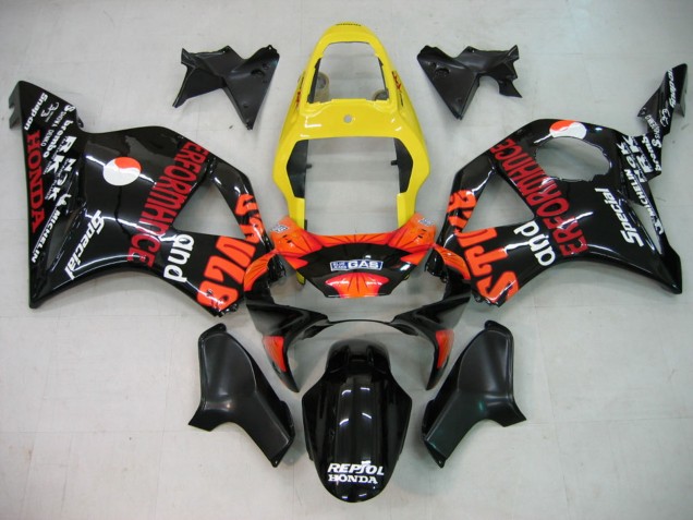 Carenagem Moto Honda CBR900RR 954 2002-2003 - Amarelo Vermelho Preto Brilhante Repsol Rossi