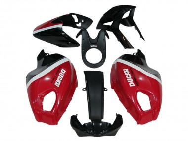 Carenagens Moto Ducati Monster 696 796 1100 1100S 2008-2012 - Vermelho Branco Preto Brilhante
