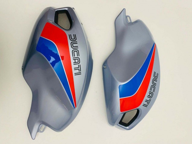 Carenagens Moto Ducati Monster 696 796 1100 1100S 2008-2012 - Prata Vermelho Azul