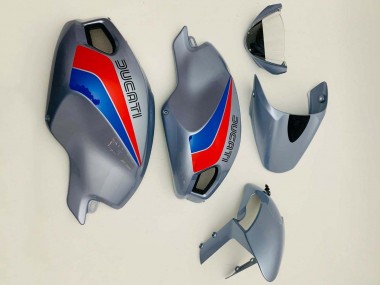 Carenagens Moto Ducati Monster 696 796 1100 1100S 2008-2012 - Prata Vermelho Azul