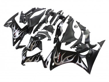 Carenagens Moto Honda CBR500R 2013-2015 - Preto Brilhante Prata Chama