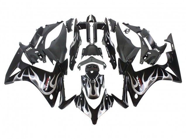 Carenagens Moto Honda CBR500R 2013-2015 - Preto Brilhante Prata Chama