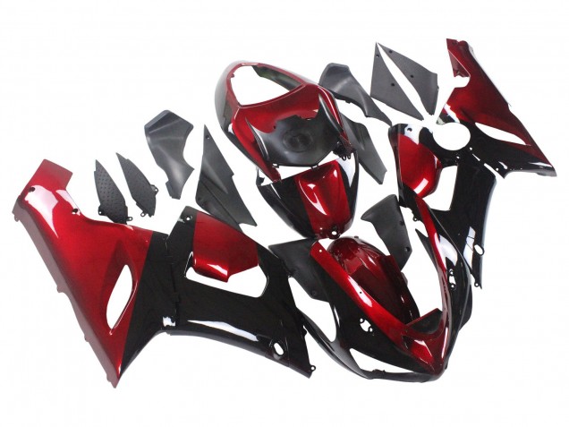 Carenagem Moto Kawasaki ZX6R 2005-2006 - Vermelho Preto Brilhante