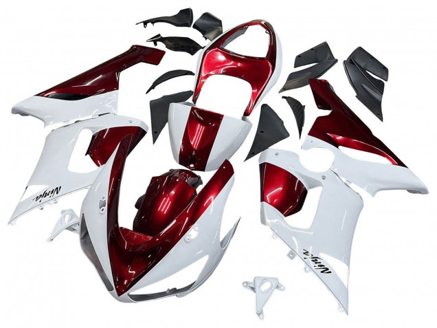 Carenagens Moto Kawasaki ZX6R 2005-2006 - Branco Vermelho