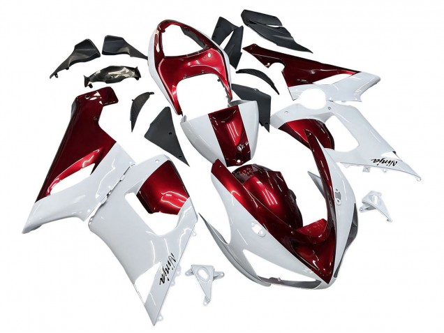 Carenagens Moto Kawasaki ZX6R 2005-2006 - Branco Vermelho