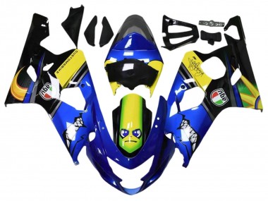 Carenagens Moto Suzuki GSXR 600 / GSXR 750 2004-2005 - Azul Amarelo Preto Tubarão