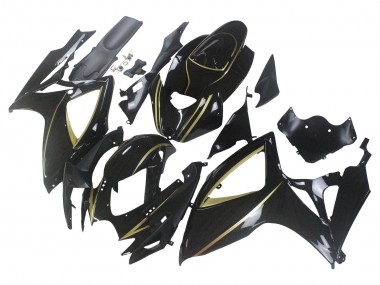Carenagens Moto Suzuki GSXR 600 / GSXR 750 2006-2007 - Preto Brilhante Ouro Listra