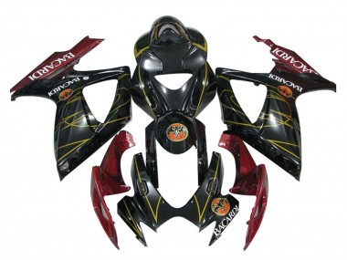 Carenagens Moto Suzuki GSXR 600 / GSXR 750 2006-2007 - Preto Brilhante Vermelho Ouro