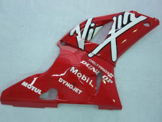 Carenagens Moto Yamaha YZF 1000 R1 1998-1999 - Vermelho Branco Preto Dunlop