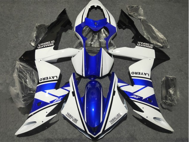 Carenagens Moto Yamaha YZF 1000 R1 2002-2003 - Branco Azul Preto Fosco Yamalube