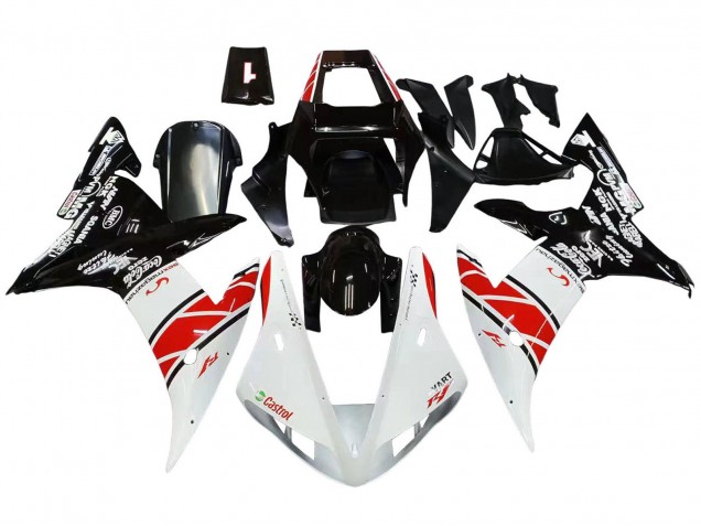 Carenagens Moto Yamaha YZF 1000 R1 2002-2003 - Branco Vermelho Preto Castrol