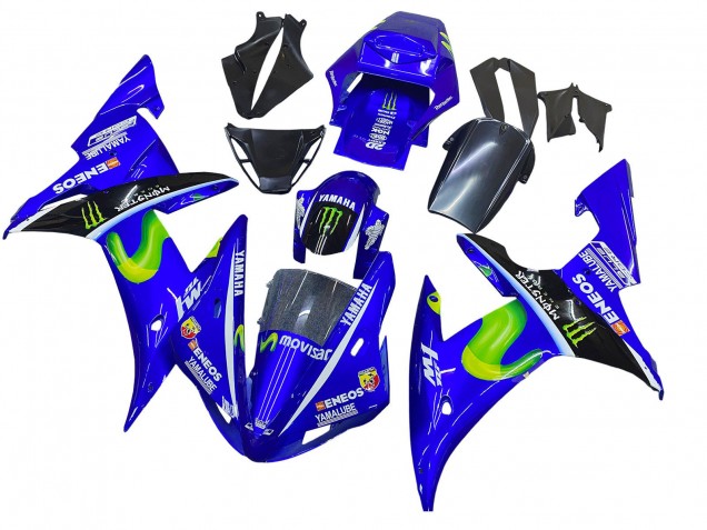 Carenagens Moto Yamaha YZF 1000 R1 2002-2003 - Azul Preto Verde MoviStar ENEOS Monstro