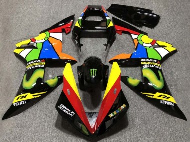 Carenagens Moto Yamaha YZF 1000 R1 2002-2003 - Preto Brilhante Vermelho Amarelo Verde Movistar Semakin Didepan