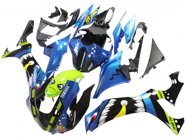 Carenagens Moto Yamaha YZF 1000 R1 2020-2025 - Azul Verde Preto Tubarão