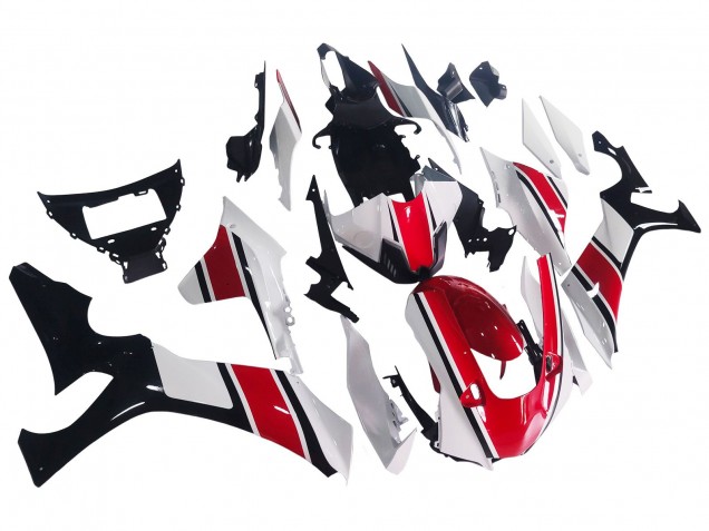 Carenagem Moto Yamaha YZF 1000 R1 2020-2025 - Branco Vermelho Preto Brilhante