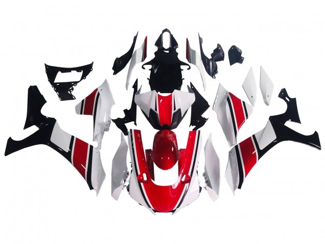 Carenagem Moto Yamaha YZF 1000 R1 2020-2025 - Branco Vermelho Preto Brilhante