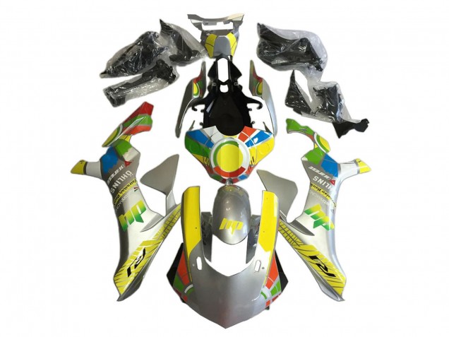 Carenagens Moto Yamaha YZF 1000 R1 2020-2025 - Prata Amarelo Vermelho Azul Ohlins