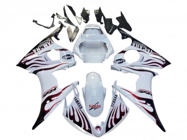Carenagens Moto Yamaha YZF R6S 2006-2009 - Branco Dark Preto Chama