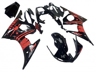 Carenagem Moto Yamaha YZF R6S 2006-2009 - Preto Brilhante Vermelho