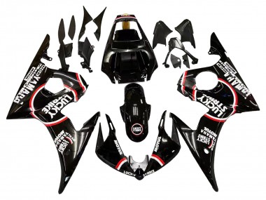 Carenagens Moto Yamaha YZF R6S 2006-2009 - Preto Brilhante Vermelho Branco Lucky Strike Motul