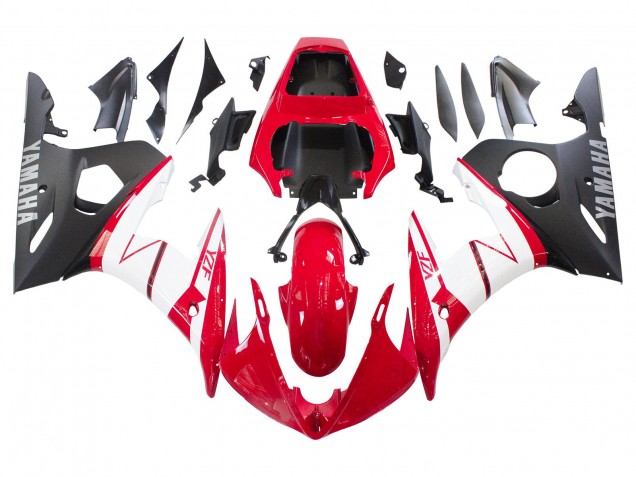Carenagens Moto Yamaha YZF R6S 2006-2009 - Vermelho Branco Preto Fosco