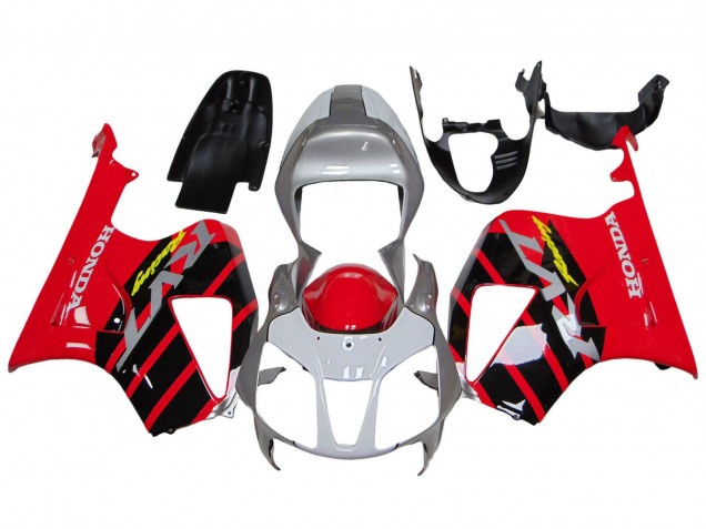 Carenagens Moto Honda VTR1000 2000-2006 - Prata Vermelho Preto Listra Corrida