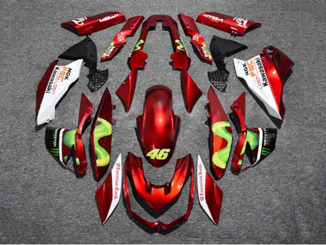 Carenagens Moto Kawasaki Z1000 2010-2013 - Vermelho Branco Verde Monstro 46