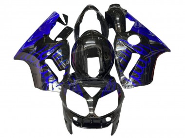 Carenagens Moto Kawasaki ZX12R 2000-2001 - Preto Brilhante Azul Chama