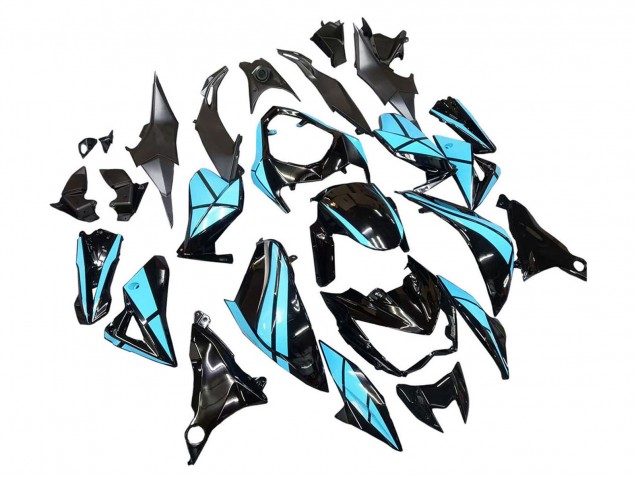 Carenagens Moto Kawasaki Z800 2013-2018 - Azul Claro Preto Brilhante