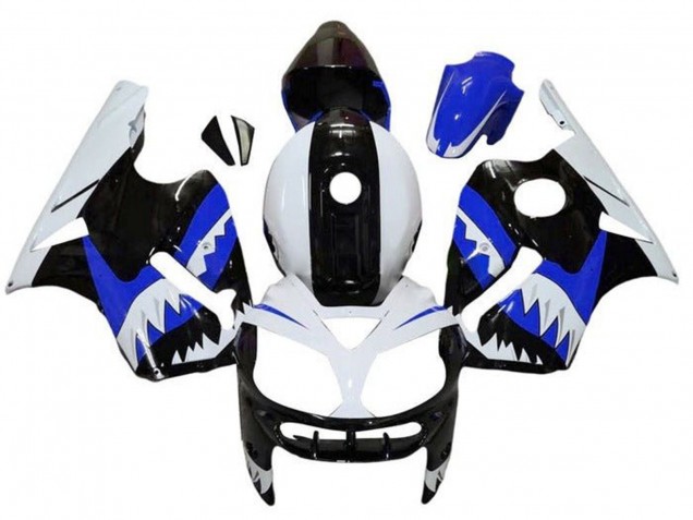 Carenagens Moto Kawasaki ZX12R 2000-2001 - Branco Preto Azul Tubarão
