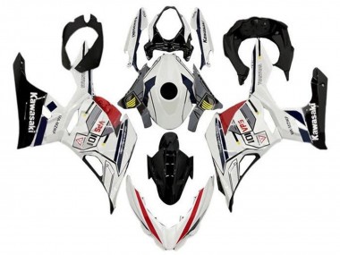 Carenagens Moto Kawasaki Ninja 400 2018-2024 - Branco Cinzento Amarelo Vermelho Preto Listra