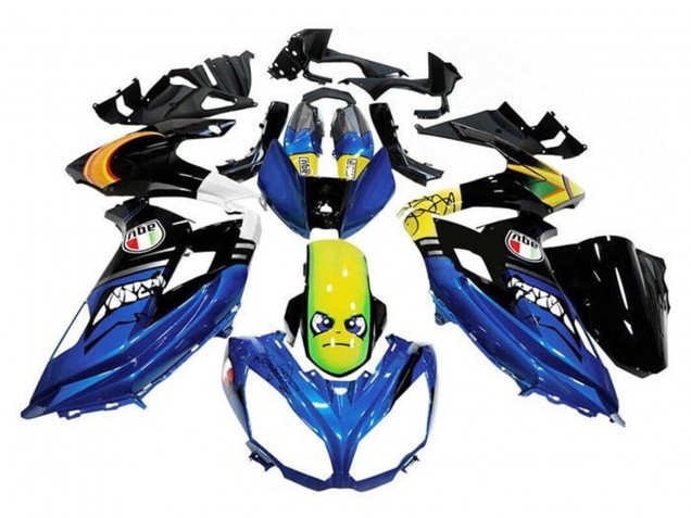 Carenagens Moto Kawasaki Ninja 650 EX650 2012-2016 - Azul Amarelo Tubarão