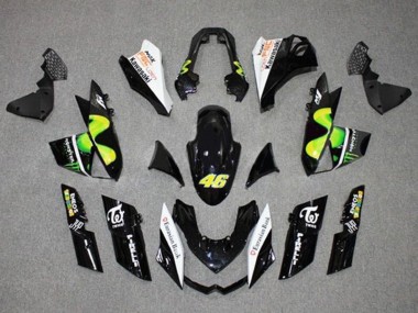 Carenagens Moto Kawasaki Z1000 2010-2013 - Preto Brilhante Branco Verde MoviStar Monstro