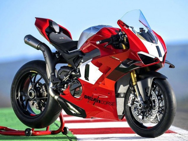 Carenagens Moto Ducati Panigale V4 V4S 2022-2024 - Prata Branco Vermelho Corse