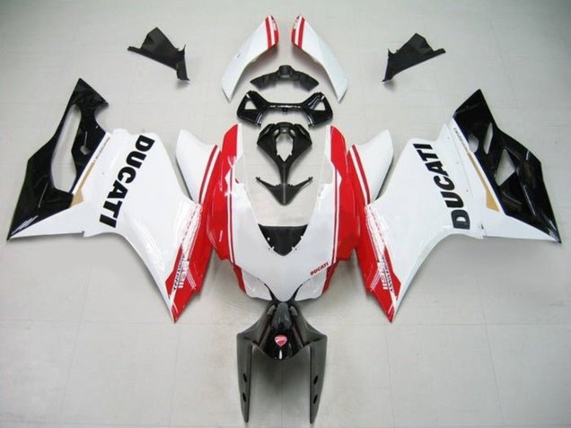 Carenagens Moto Ducati Panigale 1199 2011-2014 - Branco Vermelho Preto Brilhante Listra