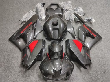 Carenagens Moto Honda CBR600RR 2013-2023 - Falso Fibra de Carbono Vermelho