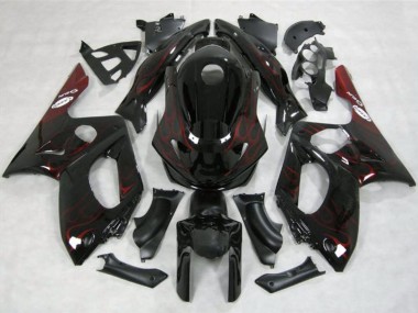 Carenagens Moto Yamaha YZF600R Thundercat 1996-2007 - Preto Brilhante Vermelho Chama