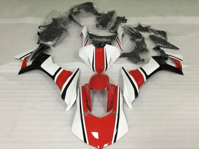 Carenagens Moto Yamaha YZF 1000 R1 2020-2025 - Branco Vermelho Preto Brilhante