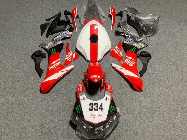 Carenagem Moto Yamaha YZF 1000 R1 2020-2025 - Branco Vermelho Preto Verde Monstro Milwaukee