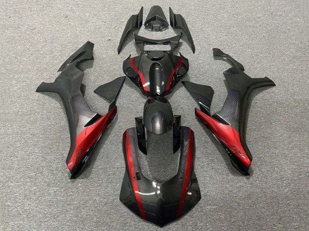 Carenagens Moto Yamaha YZF 1000 R1 2020-2025 - Falso Fibra de Carbono Vermelho