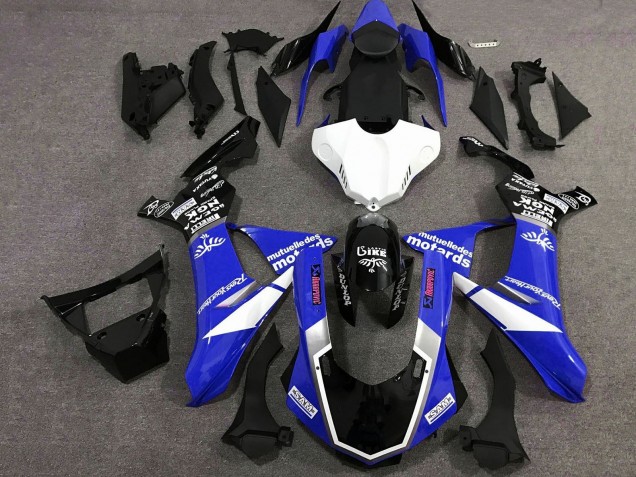 Carenagens Moto Yamaha YZF 1000 R1 2020-2025 - Azul Branco Preto Brilhante Sam
