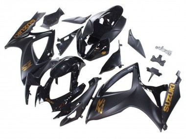 Carenagens Moto Suzuki GSXR 600 / GSXR 750 2006-2007 - Preto Fosco Preto Brilhante Ouro