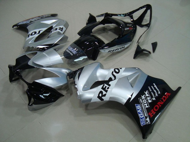 Carenagem Moto Honda VFR 800 2002-2013 - Prata Preto Brilhante Repsol