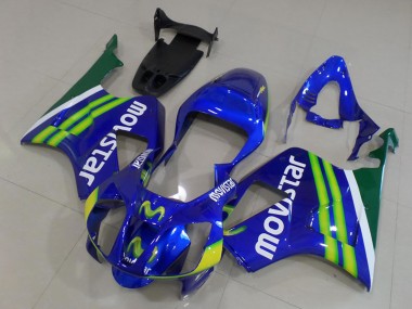 Carenagens Moto Honda VTR1000 2000-2006 - Azul Verde Branco MoviStar