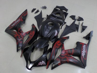 Carenagens Moto Honda CBR600RR 2007-2008 - Preto Fosco Vermelho Crânio