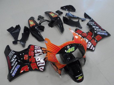 Carenagens Moto Honda CBR900RR 919 1998-1999 - Preto Brilhante Laranja Rossi