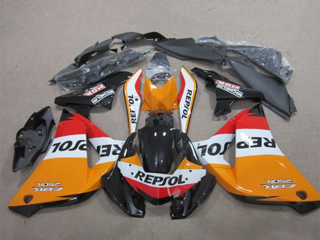 Carenagens Moto Honda CBR125R 2011-2016 - Laranja Branco Vermelho Preto Brilhante Repsol