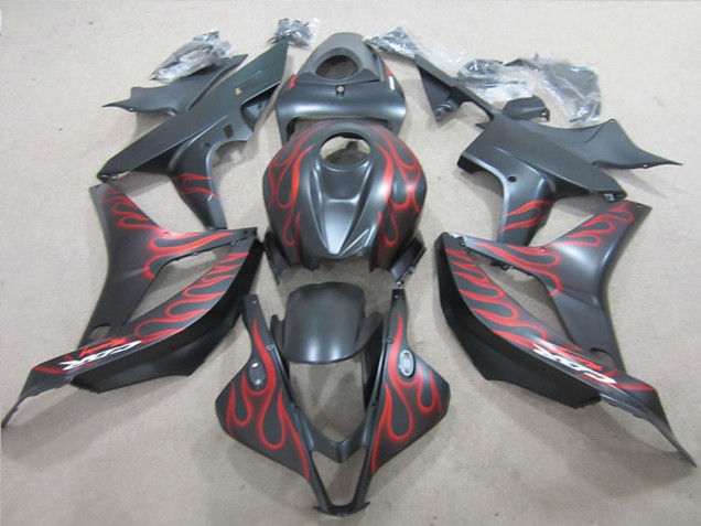 Carenagens Moto Honda CBR600RR 2007-2008 - Preto Fosco Vermelho Chama